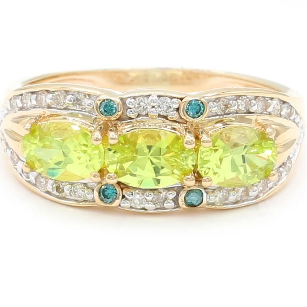 Genuine Chrysoberyl & Diamond Ring 14k Solid Yellow Gold Size 6! - Picture 1 of 7